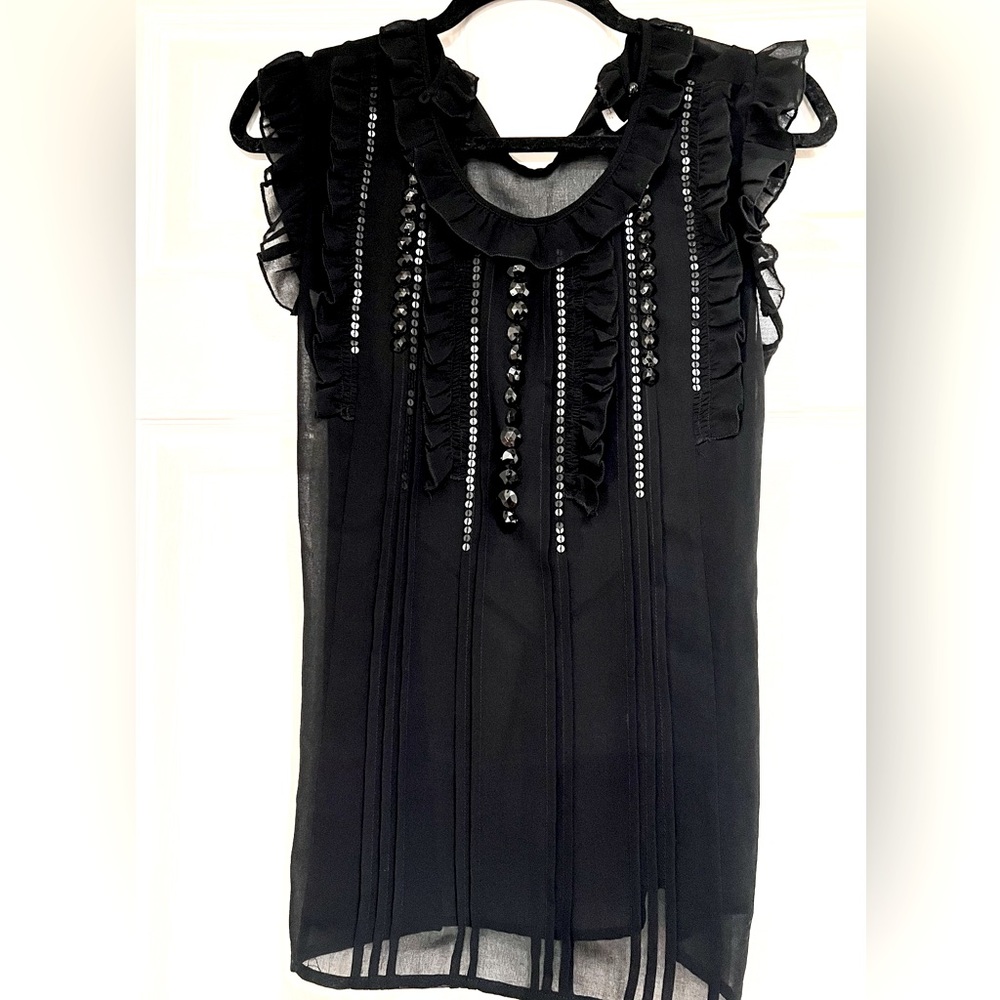 Sheer embellished top large (fits like medium)